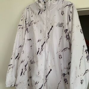 New Balance White and Black marble Patterned windbreaker